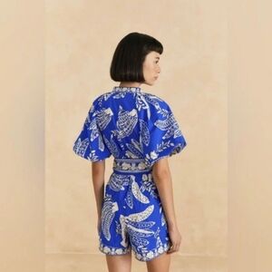 NWT Farm Rio Blue Lace Banana Romper XL